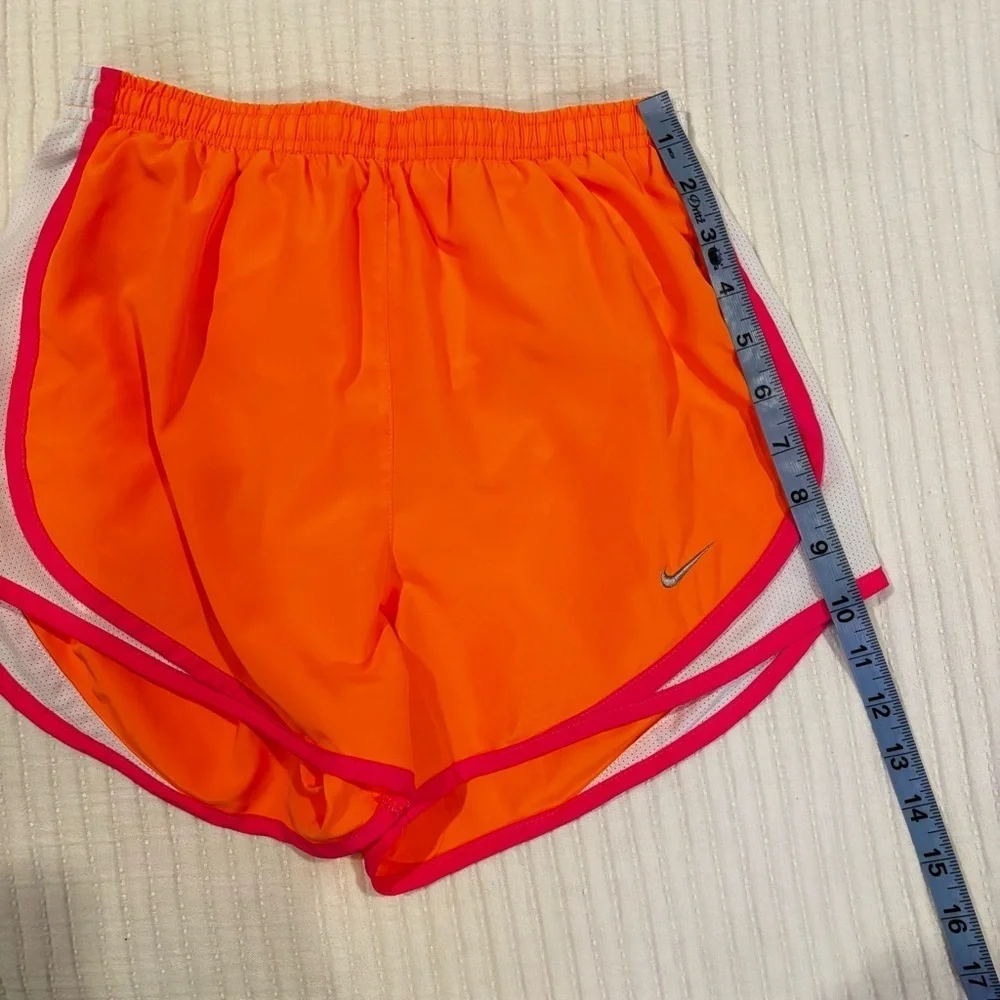 Nike Dri-Fit Women's Running Shorts Neon Orange Pink Lined Size XS 3